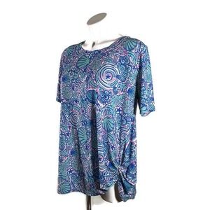 Simply Southern Shirt Top Beach Shell Stretch Pullover Short Sleeve Women's L